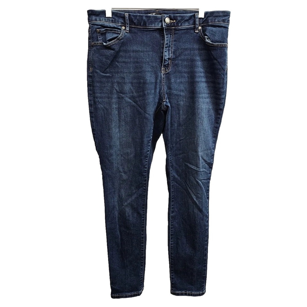 Simply Vera Vera Wang Skinny Jeans Womens 14 Blue Denim Dark Wash Whiskering